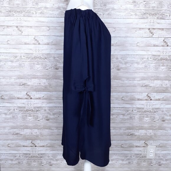 Venus Off Shoulder Shift Dress L Navy Short Sleeve 46A - Picture 3 of 7